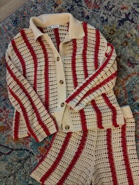 ZARA Crochet Cardigan + Shorts Set